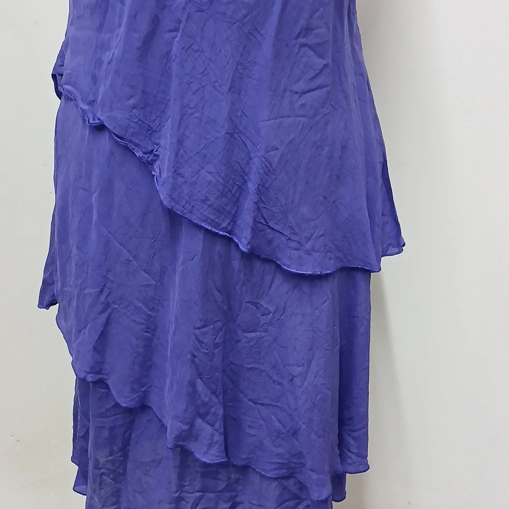 Vintage CLICK by Color Me Cotton Purple Tiered and Ruffled Dress / Size M - Picture 5 of 7